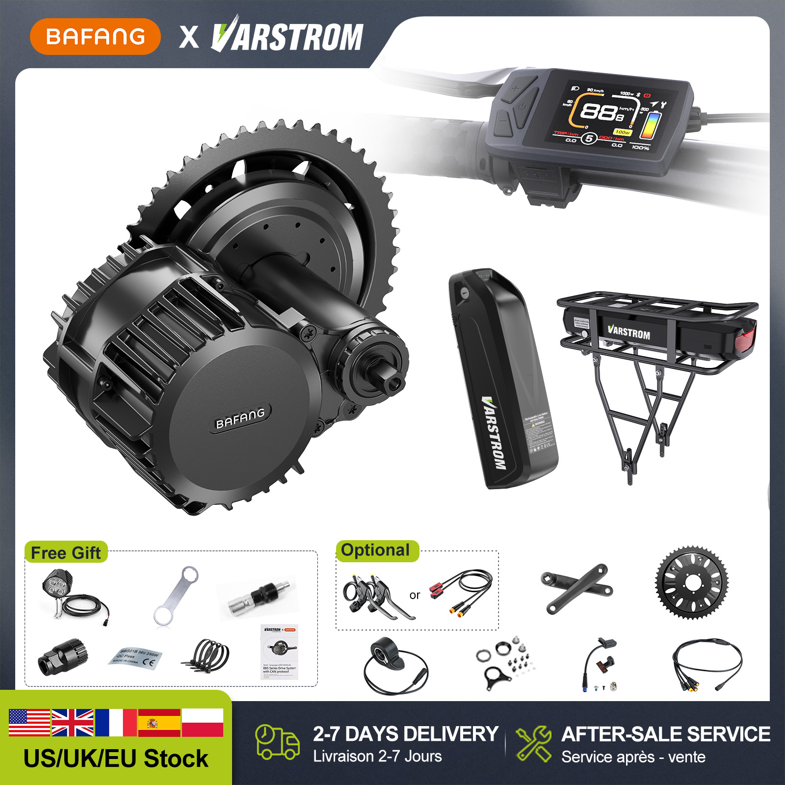Bafang Bbs02B 48V 750W Mid Drive Kit - [US Stock] Zestawy do konwersji rowerów
